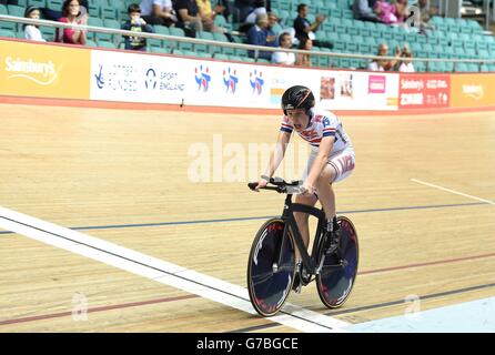 Sport - Sainsbury's 2014 School Games - Day Three - Manchester. Fred Wright wins the Boys 2000m Pursuit final, during the Sainsbury's 2014 School Games at National Cycling Centre, Manchester. Stock Photo