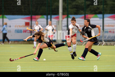 Sport - Sainsbury's 2014 School Games - Day Three - Manchester. Action from Scotland and England Blue Girls in the Hockey at the Sainsbury's 2014 School Games, Armitage Site, Manchester. Stock Photo