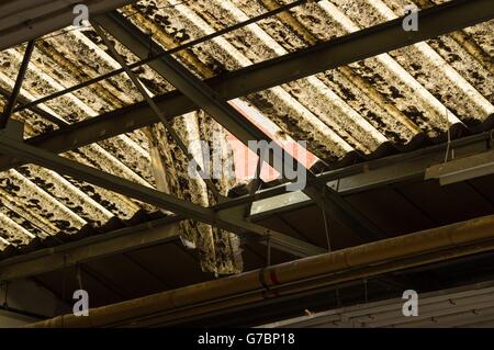 The Topshop Show Space, in central London, showing a hole after a man fell through the roof of the venue during the Fashion East catwalk show, during London Fashion Week. Stock Photo