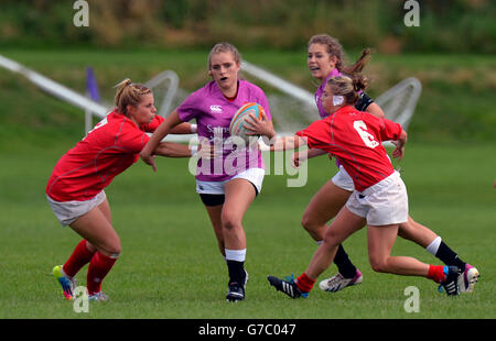 Sport - Sainsbury's 2014 School Games - Day Four - Manchester. Action from England North against Wales in the Rugby Sevens at the Sainsbury's 2014 School Games, Armitage Site, Manchester. Stock Photo