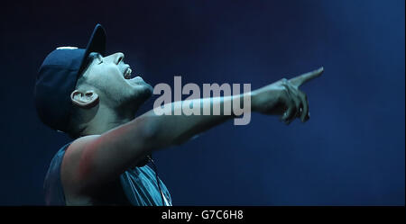 DJ Afrojack performs at the MTV Crashes Derry-Londonderry concert at Ebrington Square in Londonderry. Stock Photo