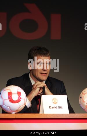 Manchester United's chief executive David Gill during the announcement of the club teaming up with german car manufacturer Audi NO WEBSITE/INTERNET USE UNLESS SITE IS REGISTERED WITH THE FOOTBALL ASSOCIATION PREMIER LEAGUE. Stock Photo