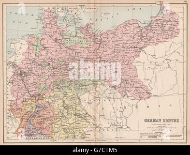 GERMANY. 'German Empire'. Railways. Prussian States. BARTHOLOMEW, 1878 old map Stock Photo