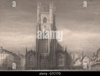 CAMBRIDGE. Great St. Mary's Church, Exterior. LE KEUX, antique print 1841 Stock Photo