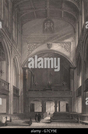 CAMBRIDGE. Great St. Mary's Church, Interior. LE KEUX, antique print 1841 Stock Photo