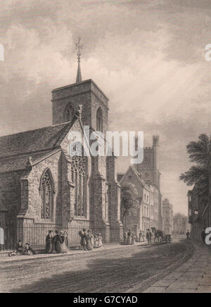 CAMBRIDGE. St. Michaels Church. LE KEUX, antique print 1841 Stock Photo