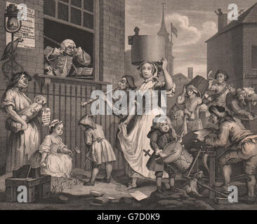 'The Enraged Musician'. After William HOGARTH, antique print 1833 Stock Photo