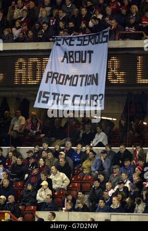 Nottingham Forest fans show a banner in the stands to mark Remembrance ...