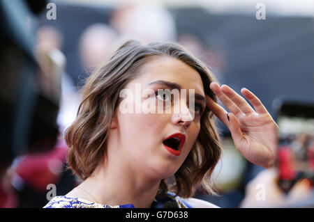 Maisie Williams arriving for the BFI London Film Festival screening of The Falling, at Odeon West End in Leicester Square, London. PRESS ASSOCIATION Photo. Picture date: Saturday October 11, 2014. Photo credit should read: Yui Mok/PA Wire Stock Photo