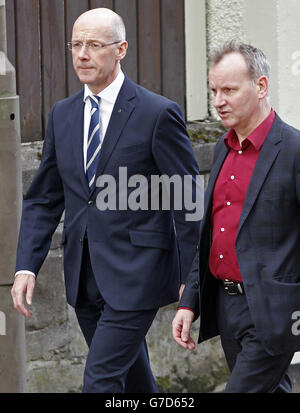 Scottish Finance Secretary John Swinney (left) and Pete Wishart MP arriving at Perth Congregational Church for the memorial service to David Haines, the British aid worker beheaded by ISIS militants. Stock Photo