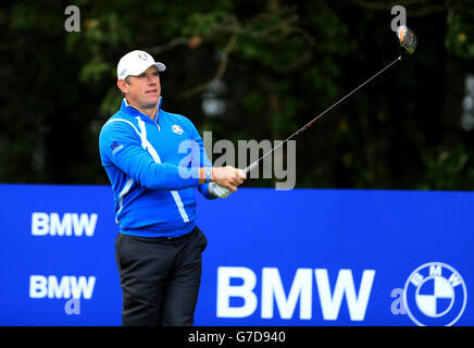 Europe's Lee Westwood during the foursomes match on day one of the 40th Ryder Cup at Gleneagles Golf Course, Perthshire. Stock Photo