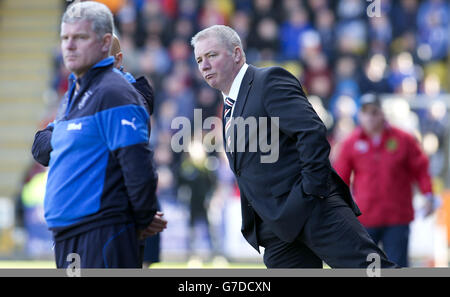 Rangers manager Ally McCoist (right) during Scottish Championship match at The City Stadium, Livingston. Stock Photo