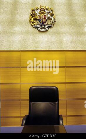 The magistrate's chair in the Belmarsh Magistrates Court in south-east London. Stock Photo