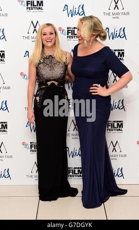 Reese Witherspoon (left) and Cheryl Strayed attending the BFI London film festival gala of Wild at the Odeon, Leicester Square, London. Stock Photo