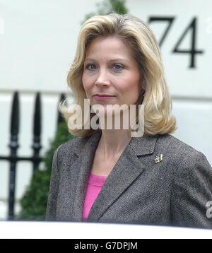 Diane Thatcher outside her mother-in-law's home in Belgravia, London. Her brother Sir Mark Thatcher has been linked with an attempted coup plot in Equatorial Guinea. Stock Photo