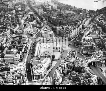 Travel, London Aerial Views. Aerial View of Trafalgar Square, London. Stock Photo