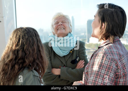 Julie Walters mentors girls from Dunraven School in Streatham on the London Eye as part of Southbank Centre's activities to mark the third UN International Day of the Girl, London. Stock Photo
