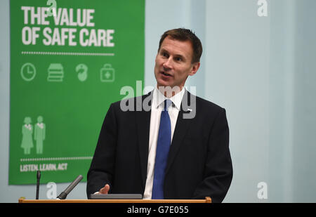 Health Secretary Jeremy Hunt gives a speech on safety in hospitals ...