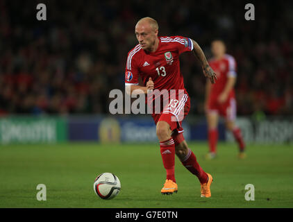 Soccer - UEFA Euro 2016 - Qualifying - Group B - Wales v Cyprus - Cardiff City Stadium. Wales' David Cotterill during the UEFA Euro 2016 qualifying match at the Cardiff City Stadium, Cardiff. Stock Photo