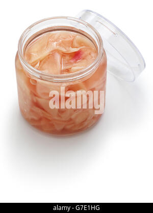 sushi ginger, homemade sweet pickled ginger, japanese food isolated on white background Stock Photo