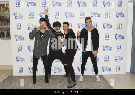 Union J during Global's Make Some Noise, radio's biggest ever charity appeal, at Global, Leicester Square, London. Stock Photo