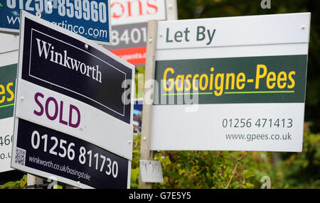 General view of Sold and Let By signs outside a block of flats in Basingstoke, hampshire Stock Photo