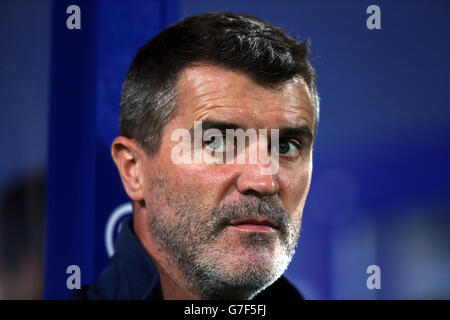 Aston Villa's assistant manager Roy Keane during the Barclays Premier League match at Loftus Road, London. Stock Photo