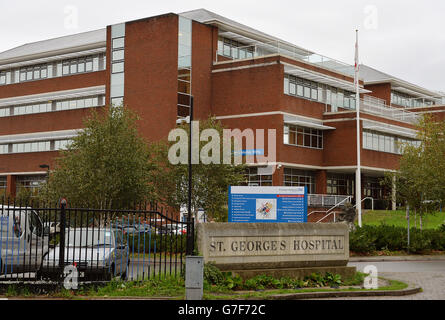 The main entrance for St George's Hospital in Tooting, south west London. Stock Photo