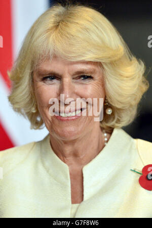 The Prince of Wales and The Duchess of Cornwall receive an official welcome by the Governor Rodrigo Medina and First Lady Gretta Salinas de Medina of Nuevo Leon at the Parque Fundidora, Monterrey in Mexico, on the ninth day of the Prince of Wales and Duchess of Cornwall's tour to Colombia and Mexico. Stock Photo