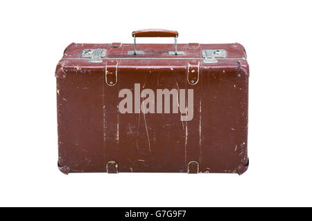Old worn suitcase on a white background isolated Stock Photo