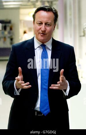 Prime Minister David Cameron visiting the Dyson Vacuum Factory in Malmesbury. Stock Photo