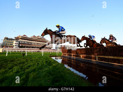 Annacotty ridden by Gavin Sheehan clears the water jump during the Hennessy Gold Cup Steeple Chase during The bet365 Hennessy Festival at Newbury Racecourse, Berkshire. PRESS ASSOCIATION Photo. Picture date: Saturday November 29, 2014. See PA story RACING Newbury. Photo credit should read: Adam Davy/PA Wire. Stock Photo