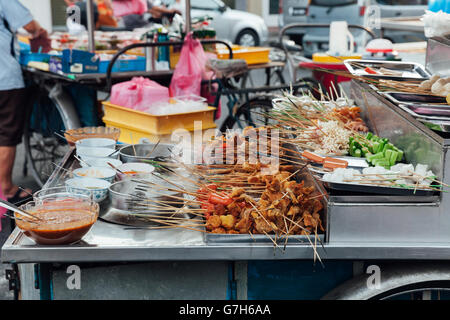 Lok-Lok steamboat stall at the Kimberly Street Food Market, George Town, Penang, Malaysia. Stock Photo