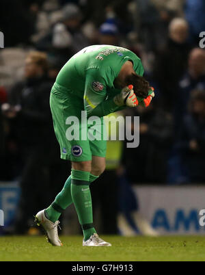 Soccer - Sky Bet Championship - Brighton & Hove Albion v Millwall - AMEX Stadium. Brighton and Hove Albion's David Stockdale is dejected at the end of the match Stock Photo