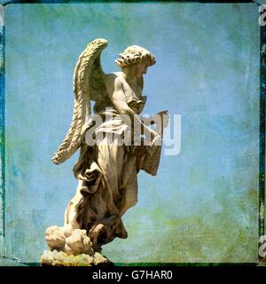 Angel with the Sudarium, Ponte Sant'Angelo, Saint Angel bridge, textured, Rome, Italy, Europe Stock Photo
