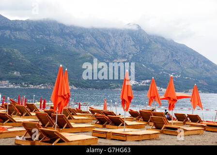 Becici Beach, Becici, Budva Riviera, Montenegro Stock Photo