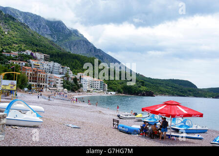 Becici Beach, Becici, Budva Riviera, Montenegro Stock Photo