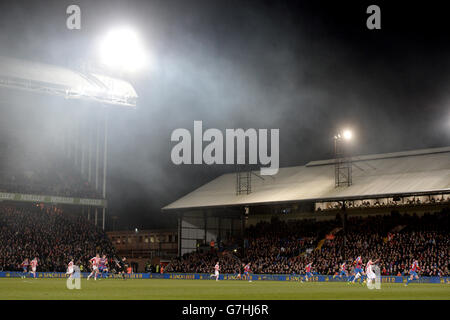 A general view of match action under the floodlights during the Barclays Premier League match at Selhurst Park, London. Stock Photo