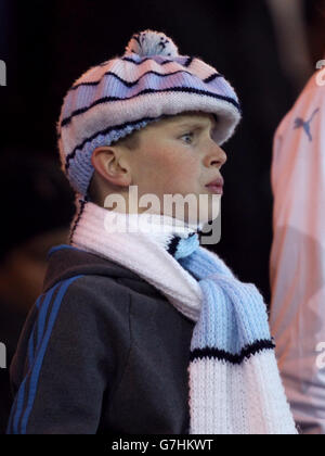 Soccer - Sky Bet League One - Port Vale v Coventry City - Vale Park. A Coventry City fan in the stand shows his support Stock Photo