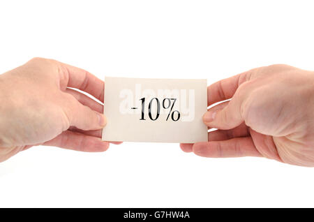 Ten percent text concept isolated over white background Stock Photo