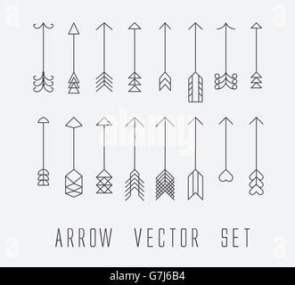 vintage style outlined arrow vector set Stock Vector