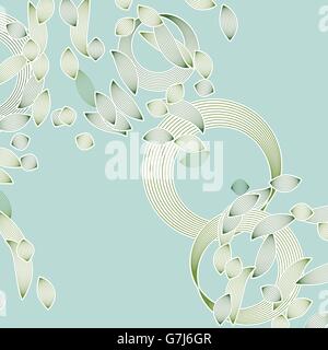 flying leaves with circles abstract vector background Stock Vector