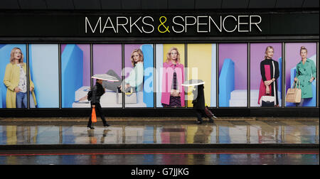 General view of a Mark and Spencer retail store in central London as its reported more dire trading for its clothing division after it was beset by online delivery problems and unseasonal weather conditions. Stock Photo