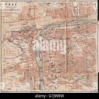 PRAGUE PRAG PRAHA antique town city plan mesta. Czech Republic mapa ...