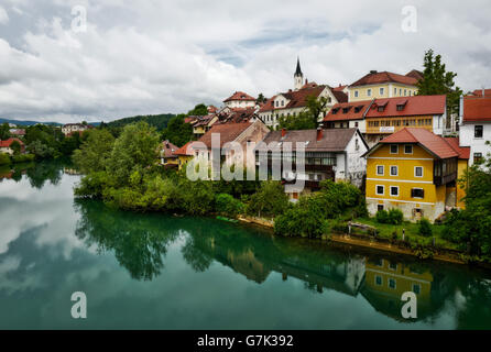 View of Novo Mesto and  river Krka, Slovenia Stock Photo