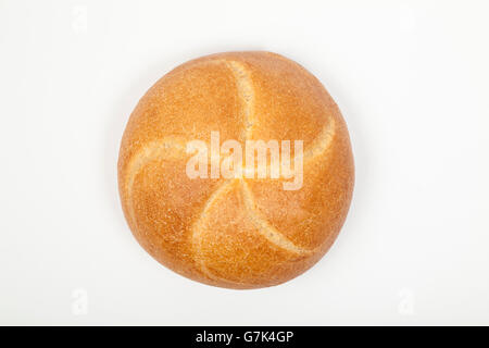 Bread roll isolated top view Stock Photo