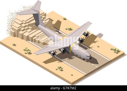 Vector isometric low poly desert airport terminal building and control ...