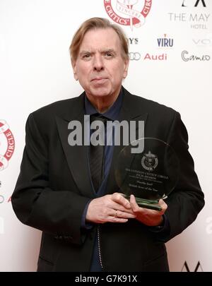 Timothy Spall with the award for British Actor of the Year at the London Critics' Circle Film Awards at the May Fair Hotel, central London. Stock Photo