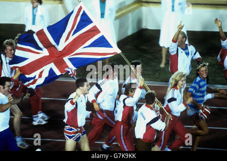 The Great Britain team during the closing ceremony at the 1984 Olympic Games in Los Angeles. Stock Photo