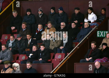Football pundit and former player Mark Bright and Crystal Palace co-chairman Steve Parish in the stands Stock Photo